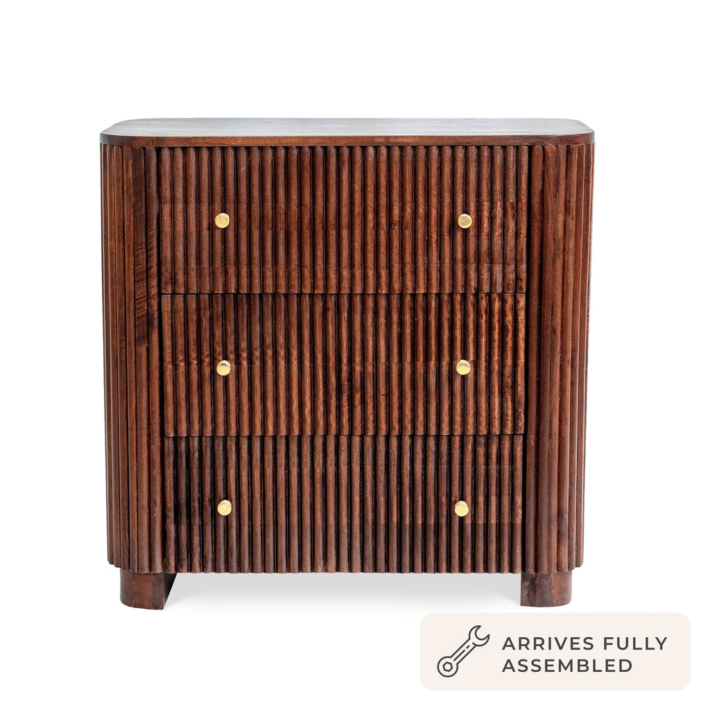 Finley Mango Wood 3 Drawer Chest - Walnut