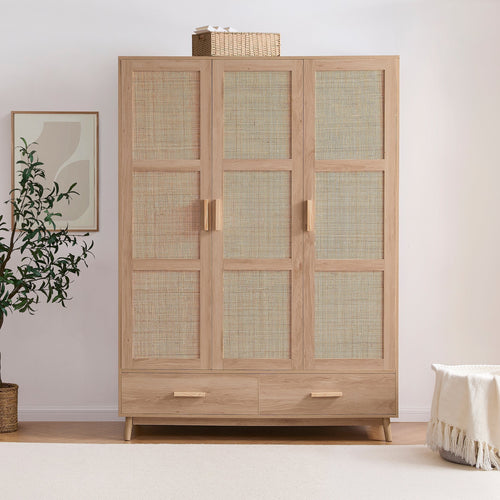 Isla 3 Door Wardrobe with Drawers - Natural