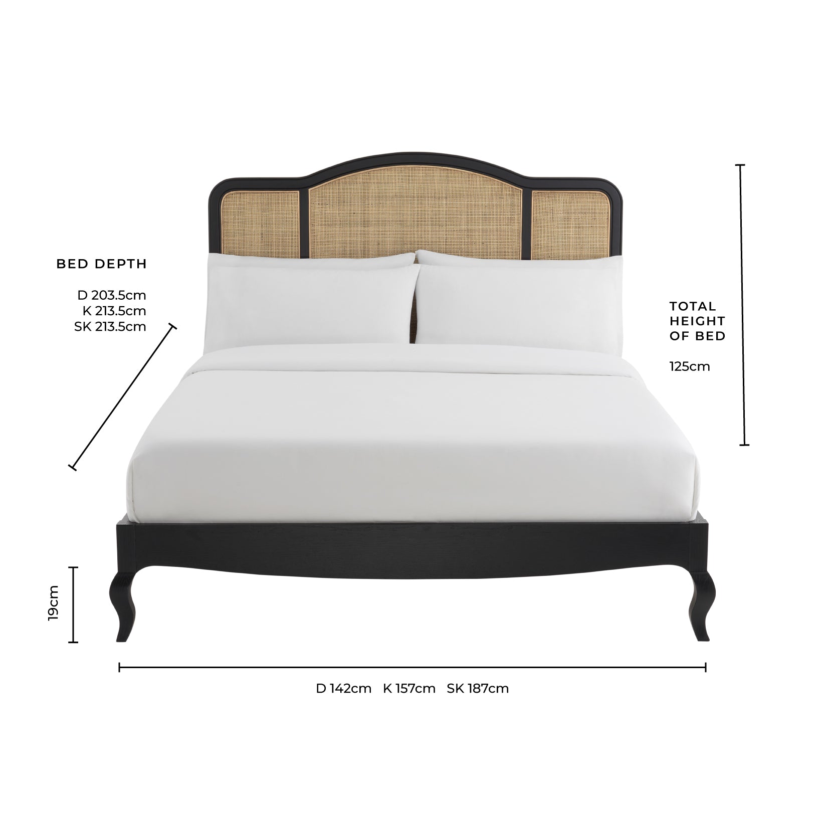 Annecy Rattan Bed Frame - Cream