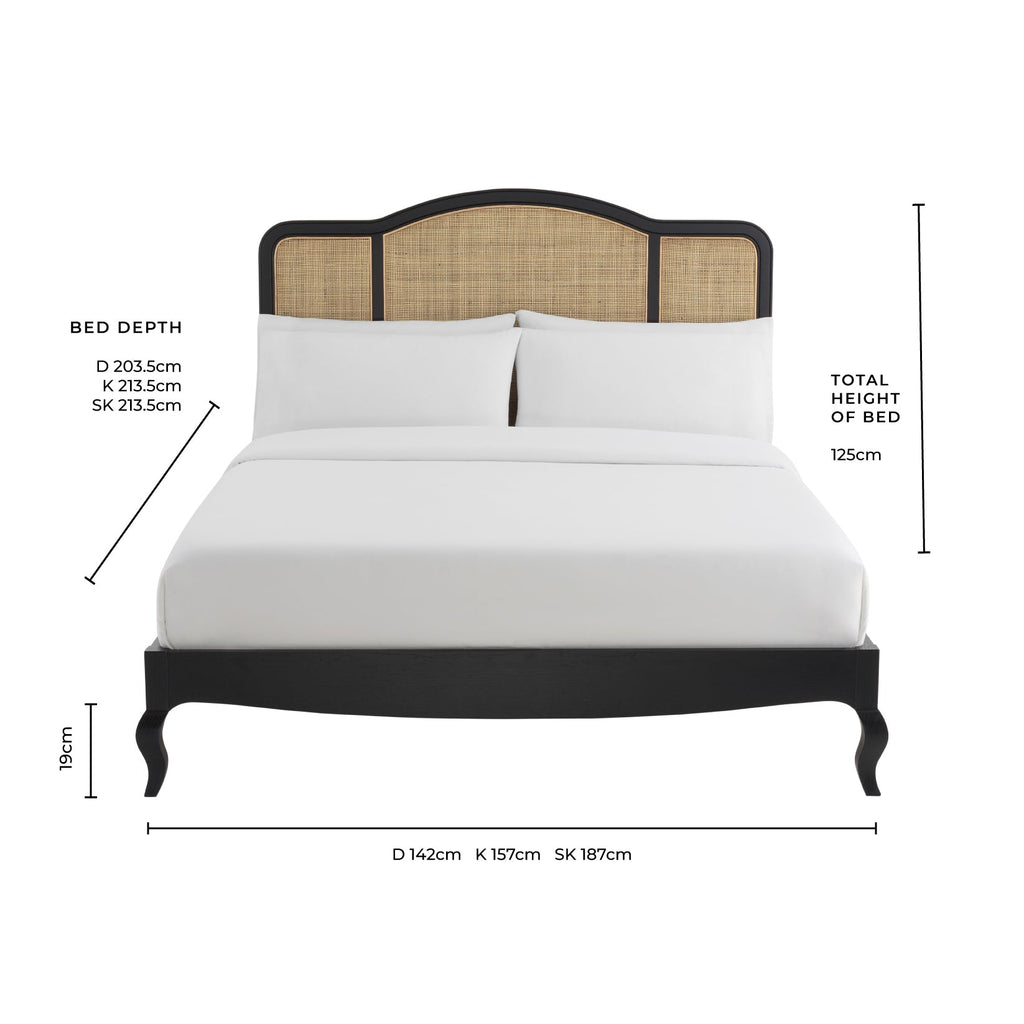 Annecy Rattan Bed Frame - Black