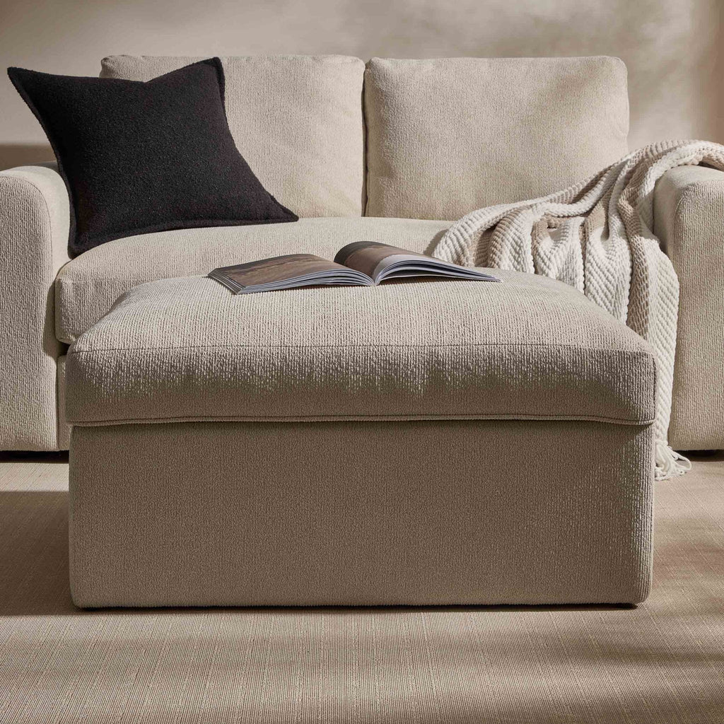 Antalya Storage Ottoman Pouffe - Sand Boucle