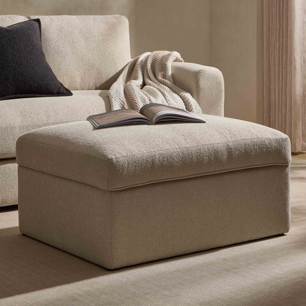 Antalya Storage Ottoman Pouffe - Sand Boucle