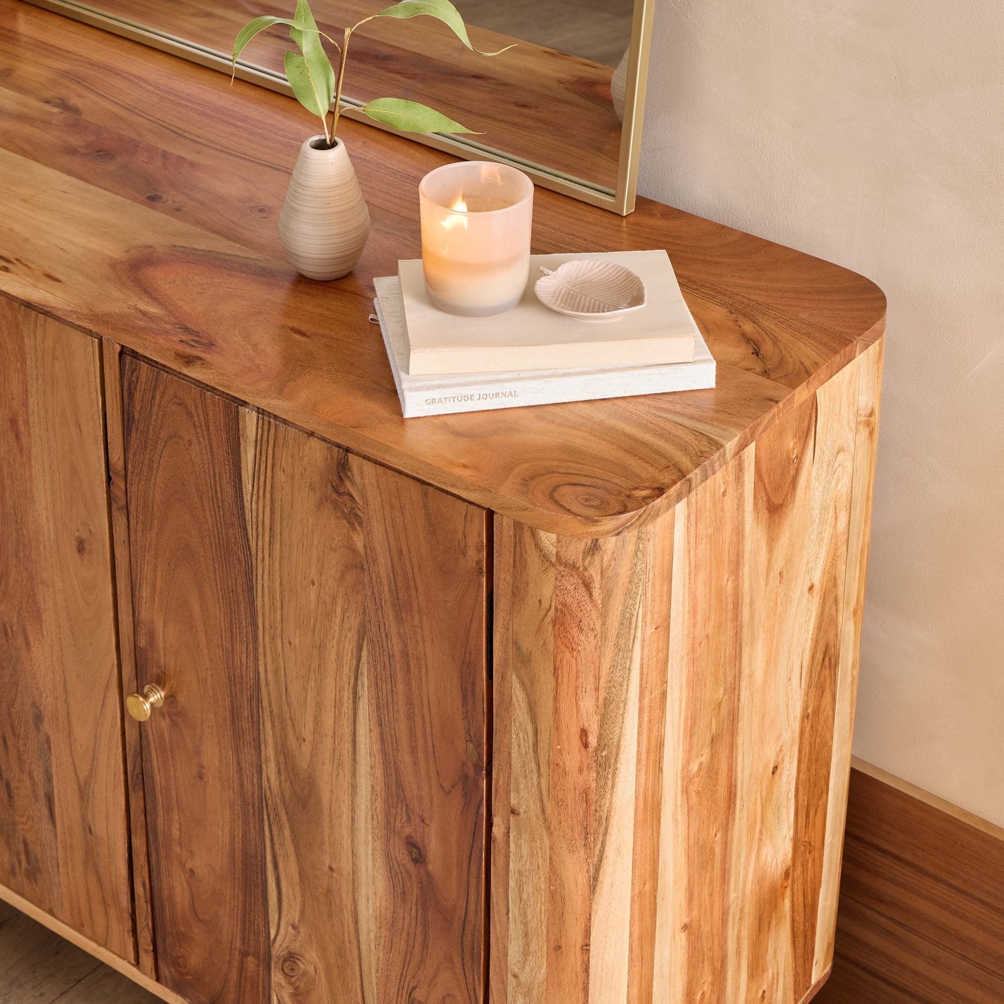 Avery Acacia Wood 3 Door Sideboard - Natural