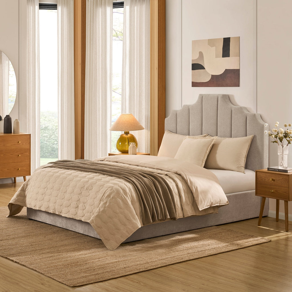 Bronte Ottoman Storage Bed - Chenille Light Grey