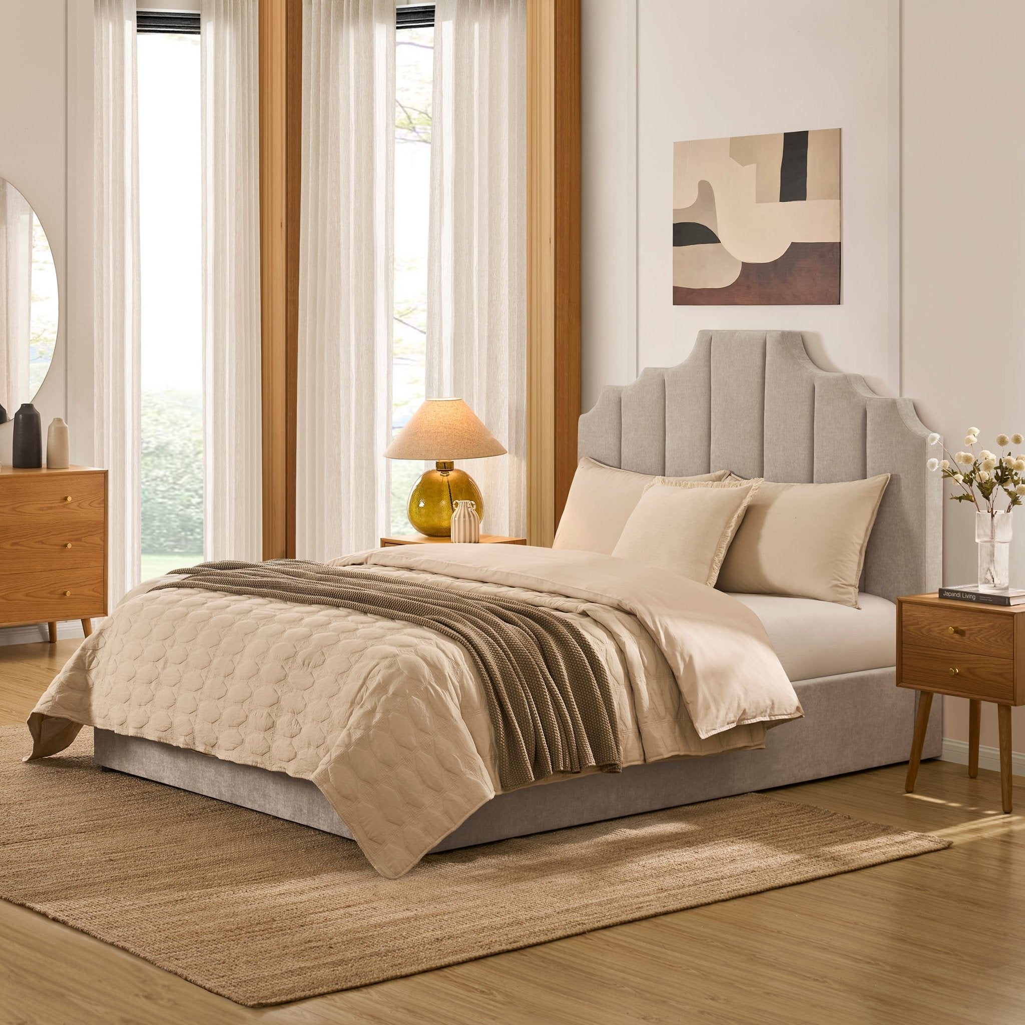 Bronte Ottoman Storage Bed - Chenille Light Grey