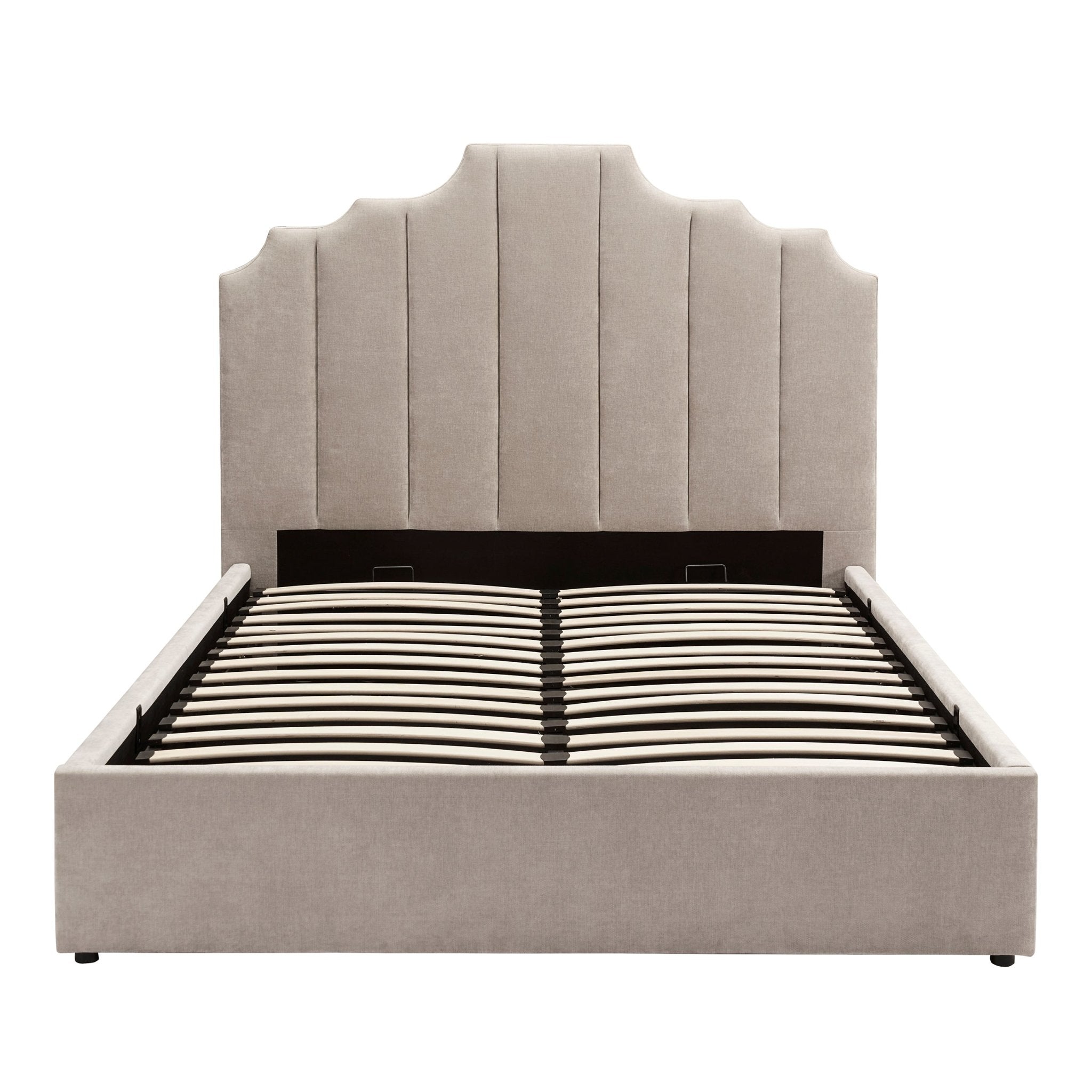Bronte Ottoman Storage Bed - Chenille Light Grey