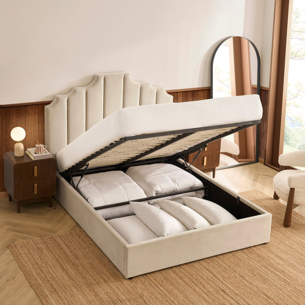 Bronte Ottoman Storage Bed - Ecru