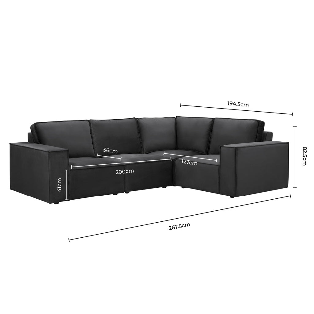 Brooklyn Small Right Hand L-Shape Sofa - Ink
