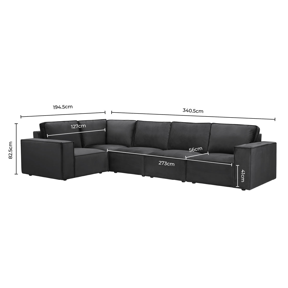 Brooklyn Large Left Hand L-Shape Sofa - Ink