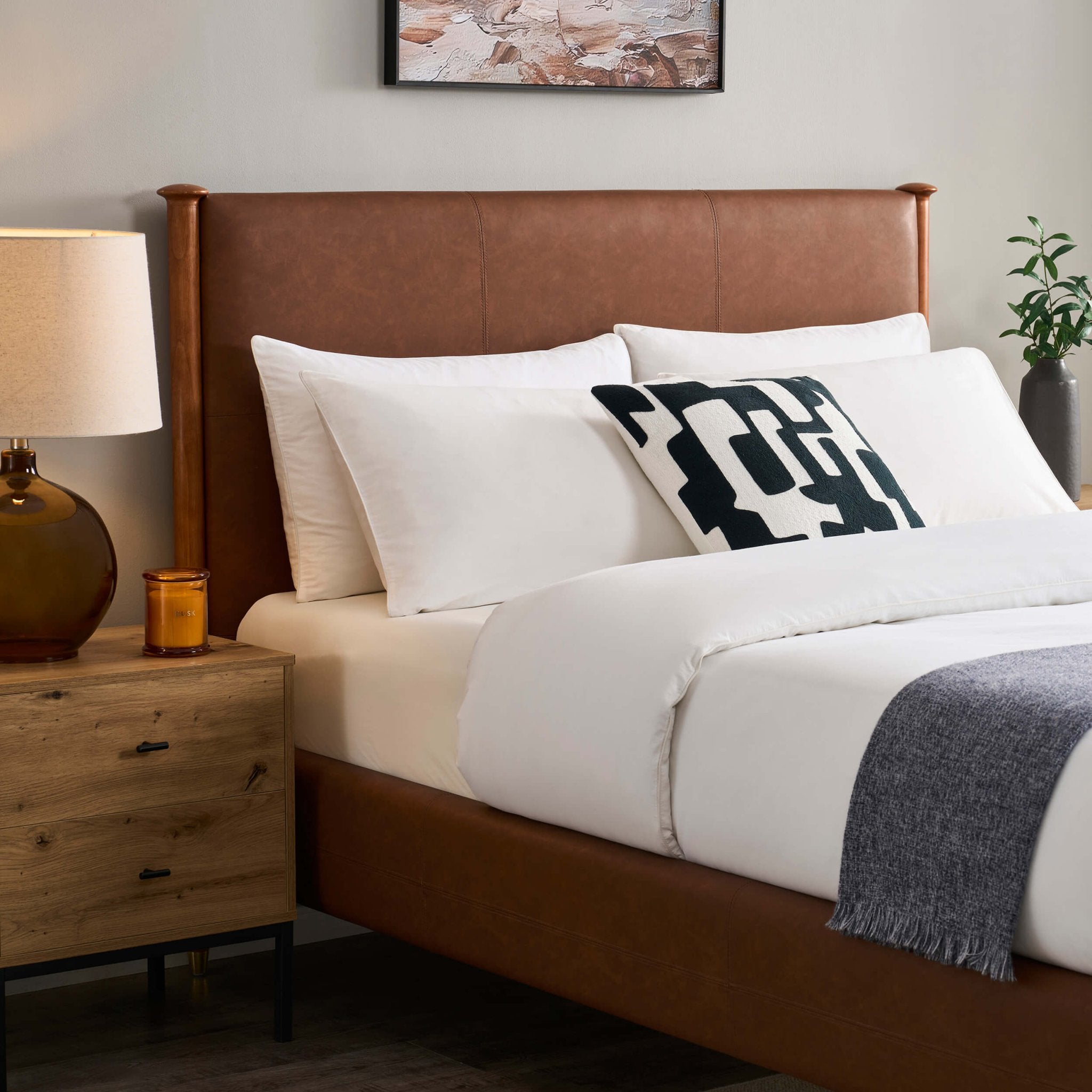 Dallas Bed Frame - Faux Leather Tan
