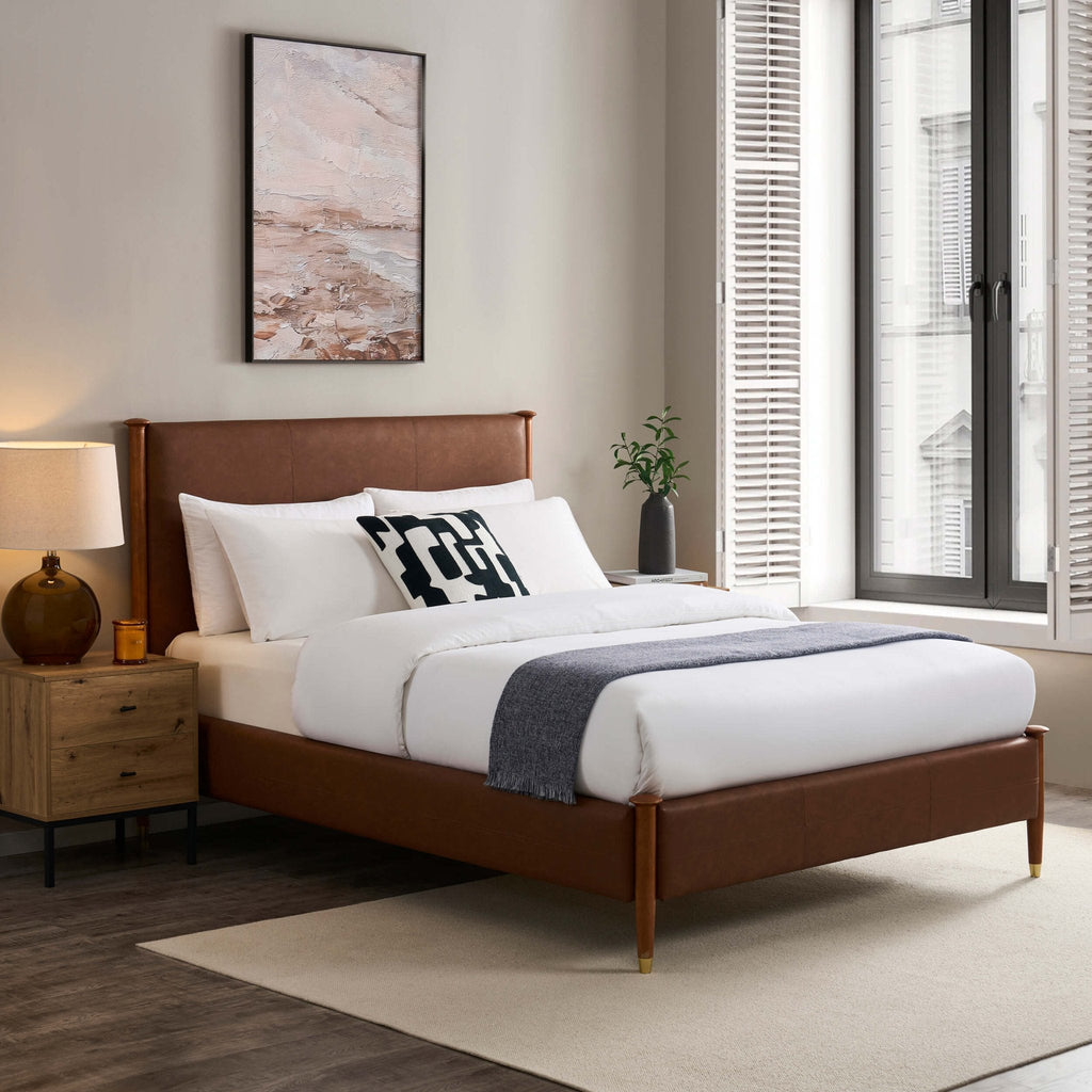 Dallas Bed Frame - Faux Leather Tan