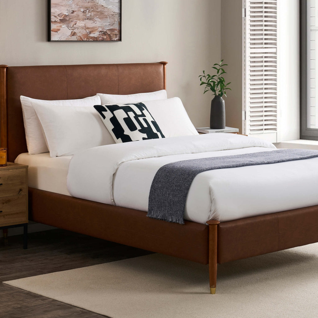 Dallas Bed Frame - Faux Leather Tan