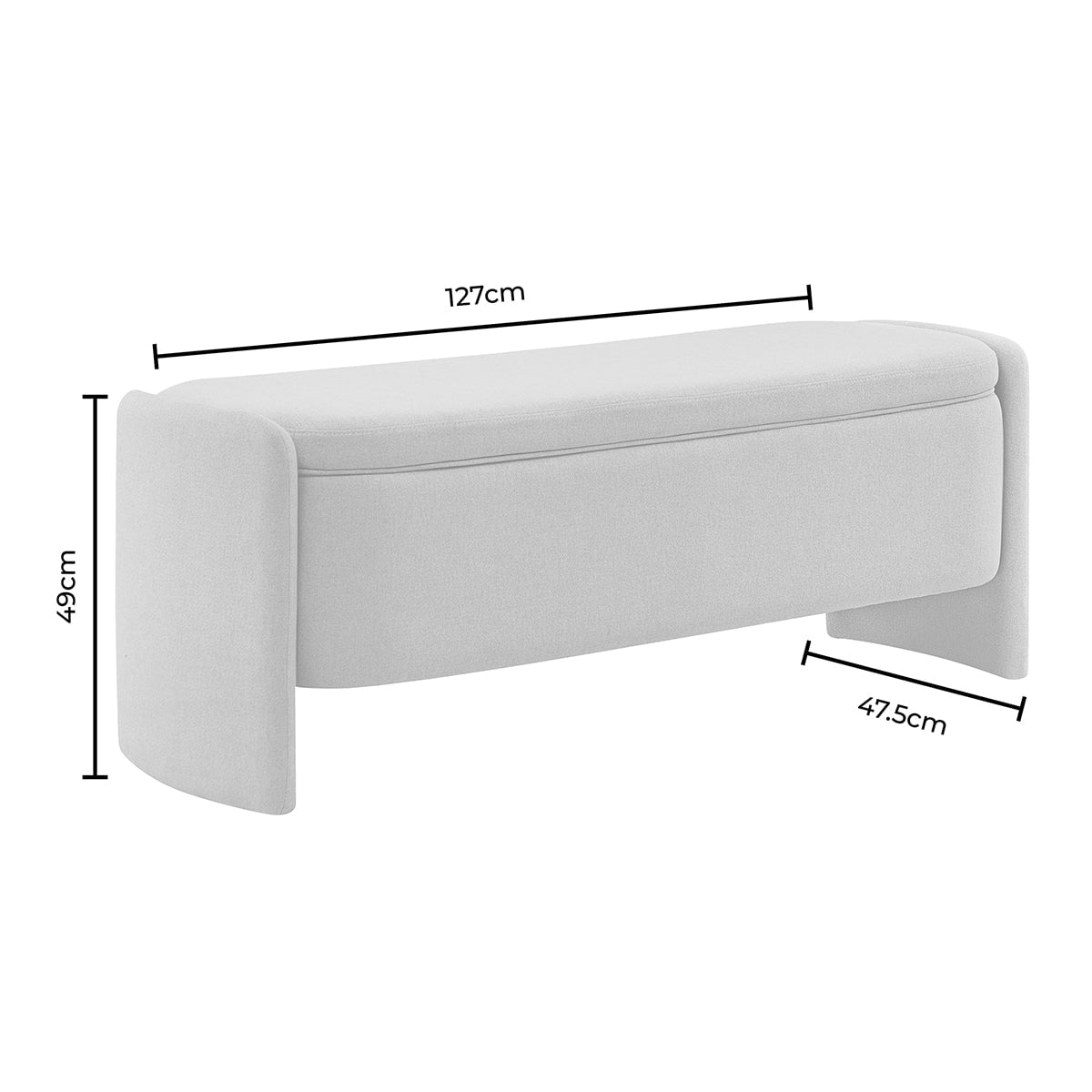 Didsbury Curved Storage Bench - Ink