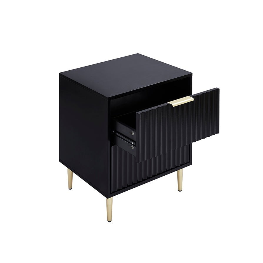 Evie 2 Drawer Bedside Table - Black