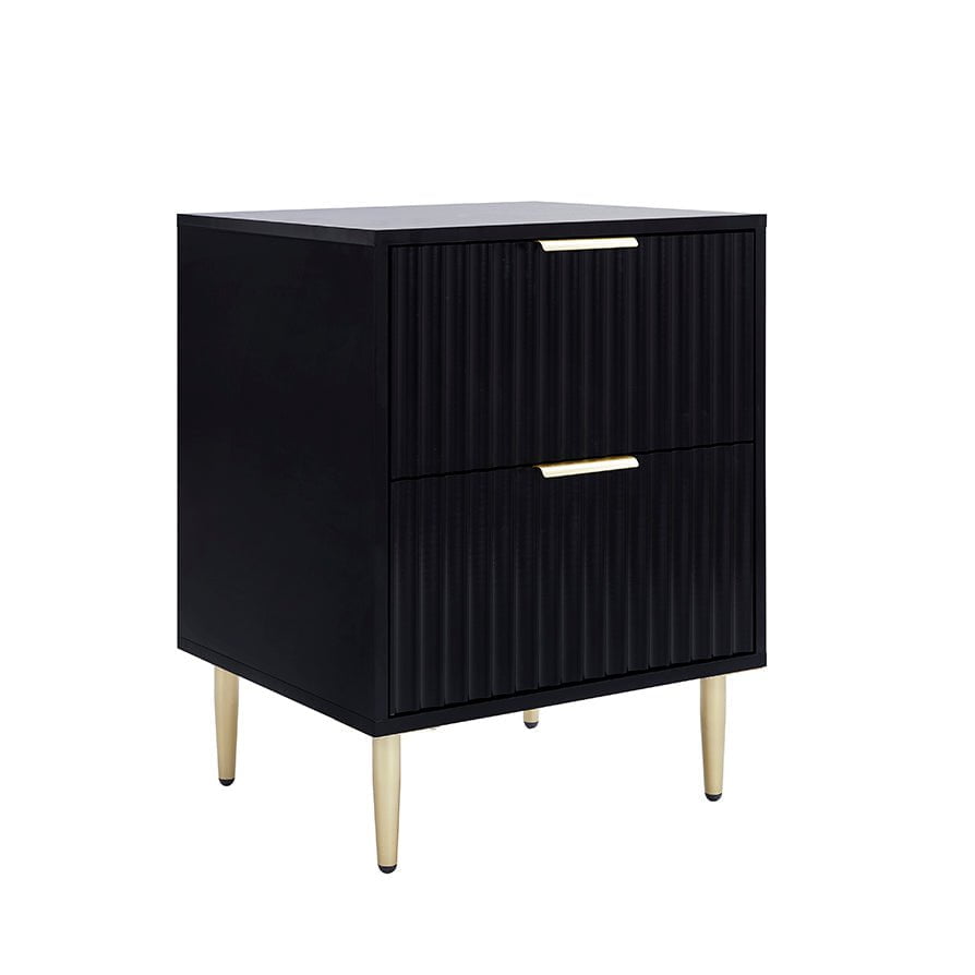 Evie 2 Drawer Bedside Table - Black