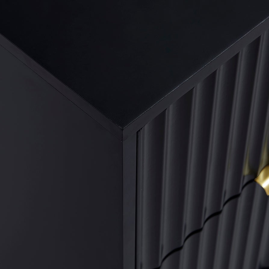 Evie 2 Drawer Bedside Table - Black