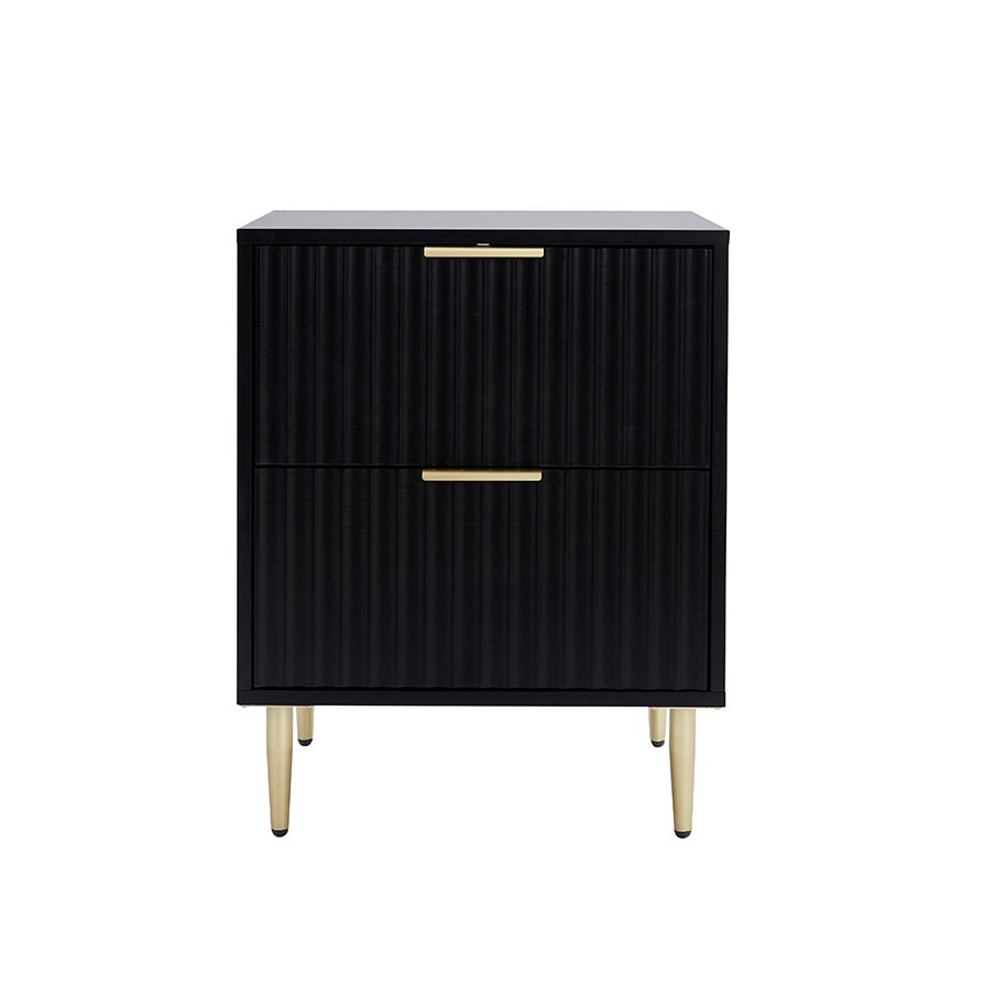 Evie 2 Drawer Bedside Table - Black