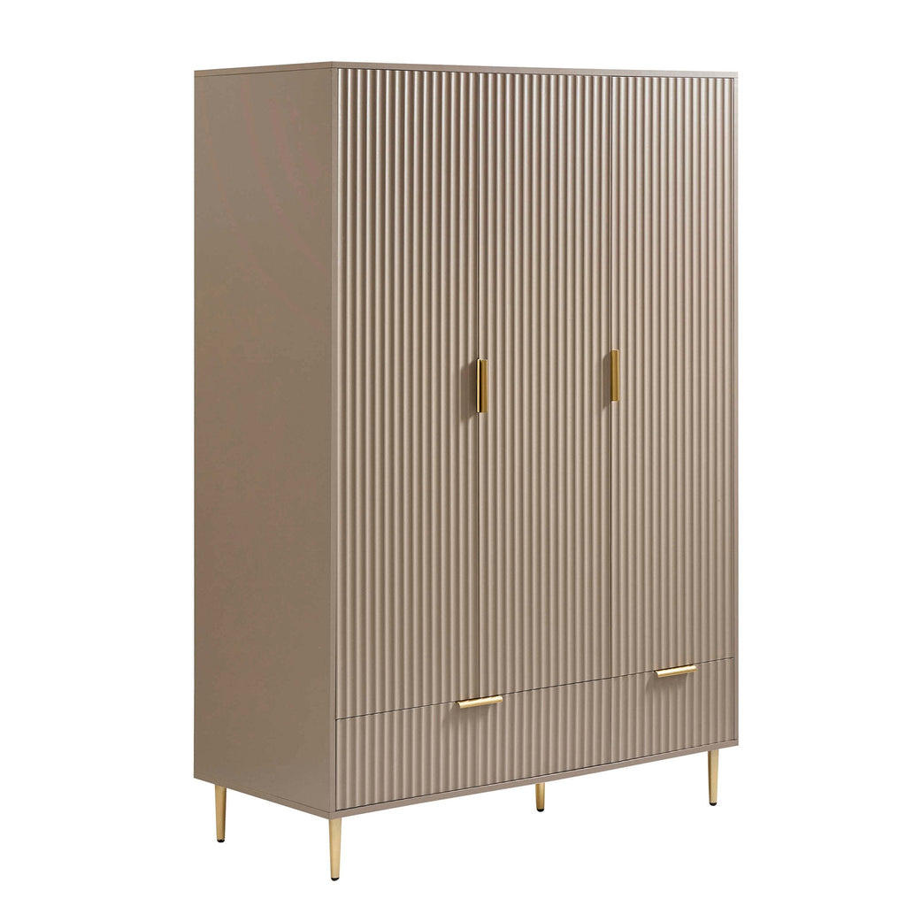 Evie 3 Door Wardrobe with Drawers - Taupe