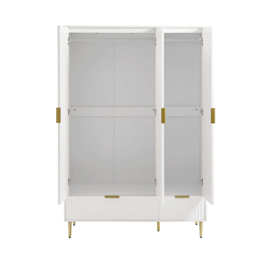 Evie 3 Door Wardrobe with Drawers - Warm White