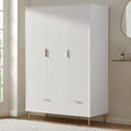 Evie 3 Door Wardrobe with Drawers - Warm White