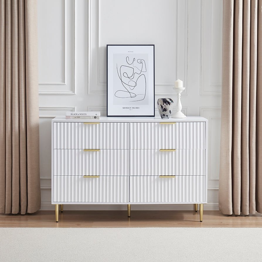 Evie 6 Drawer Chest - Warm White