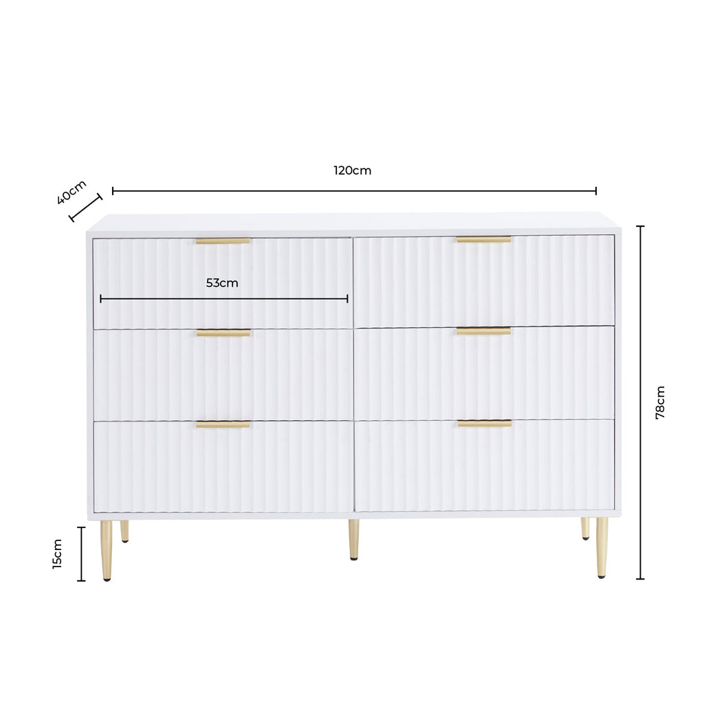 Evie 6 Drawer Chest - Warm White