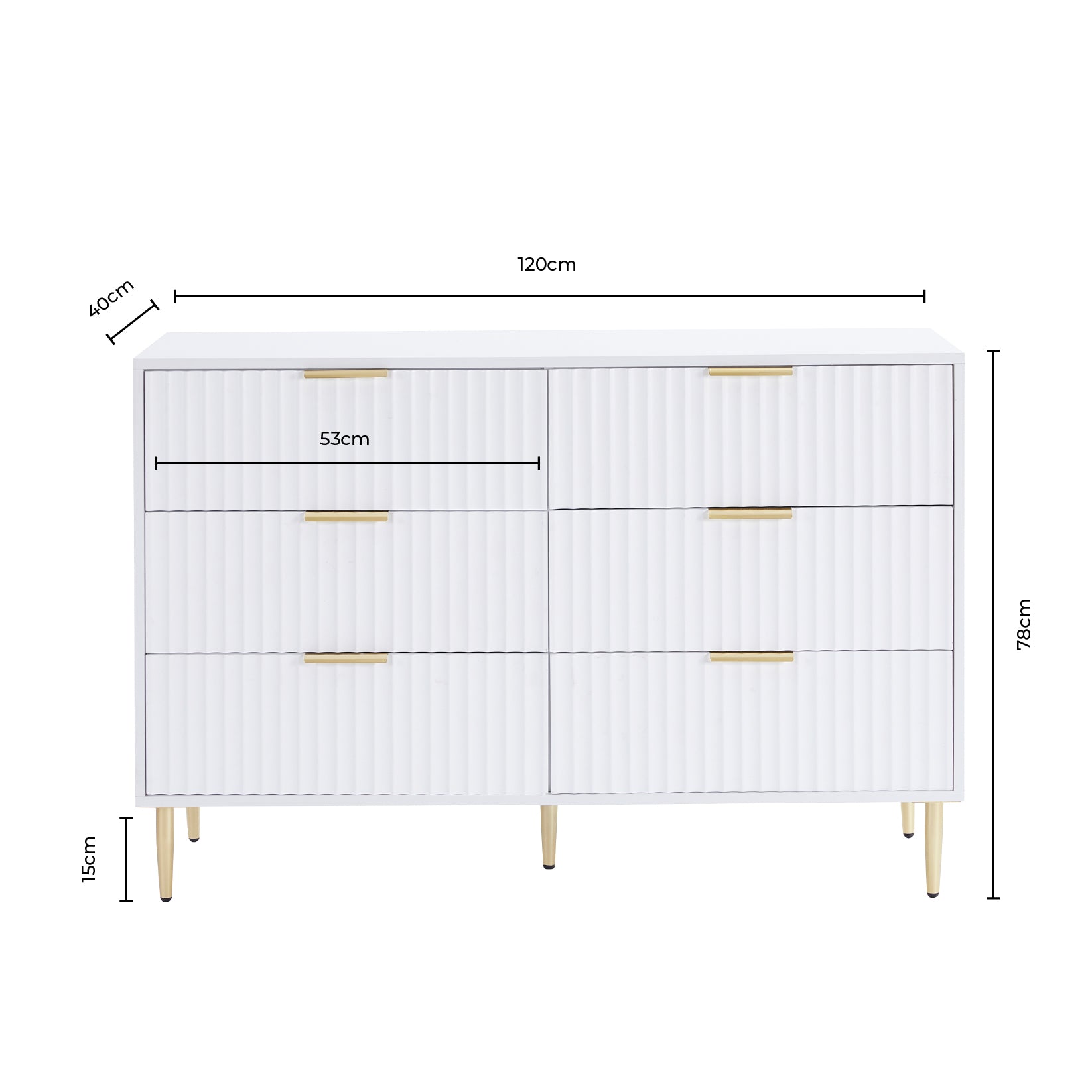 Evie 6 Drawer Chest - Warm White