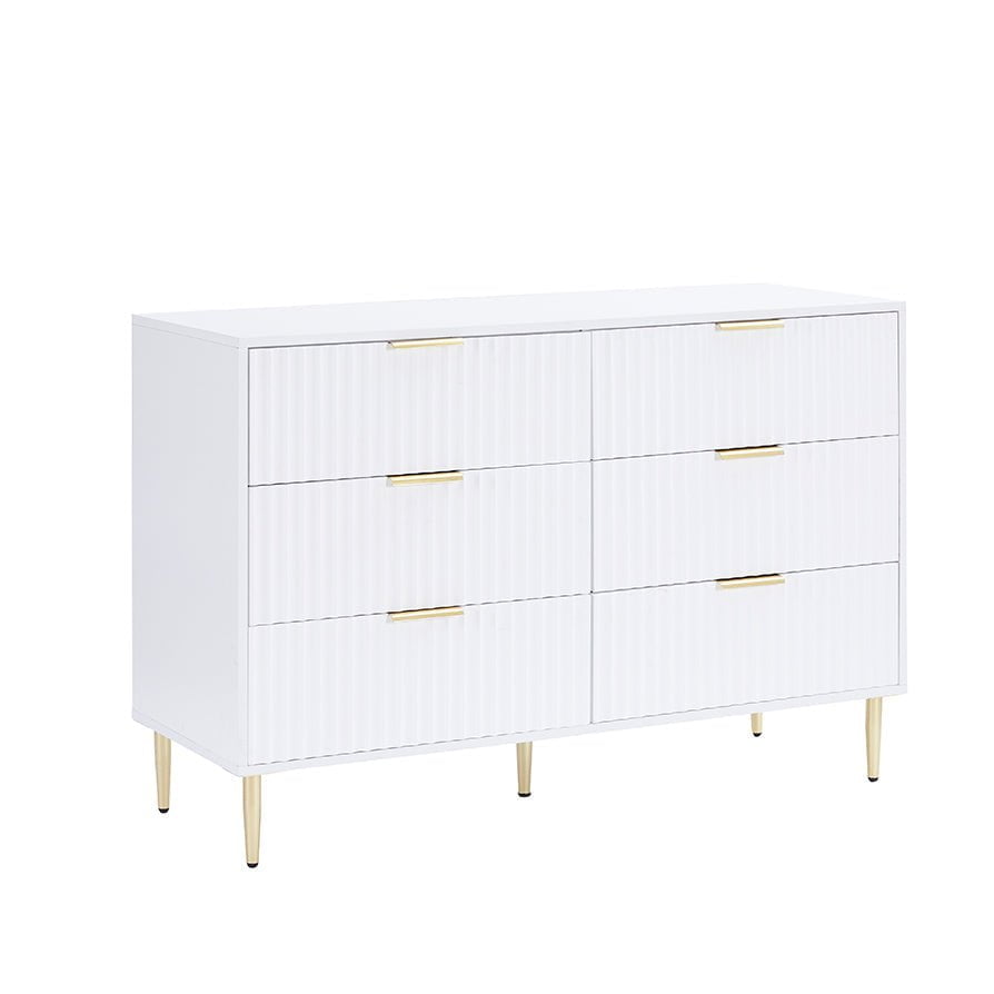 Evie 6 Drawer Chest - Warm White