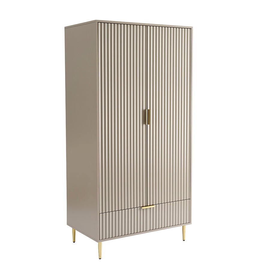Evie 2 Door Wardrobe with Drawers - Taupe