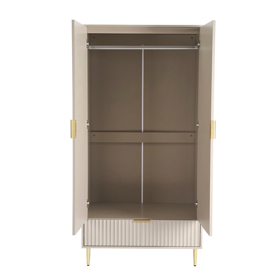 Evie 2 Door Wardrobe with Drawers - Taupe