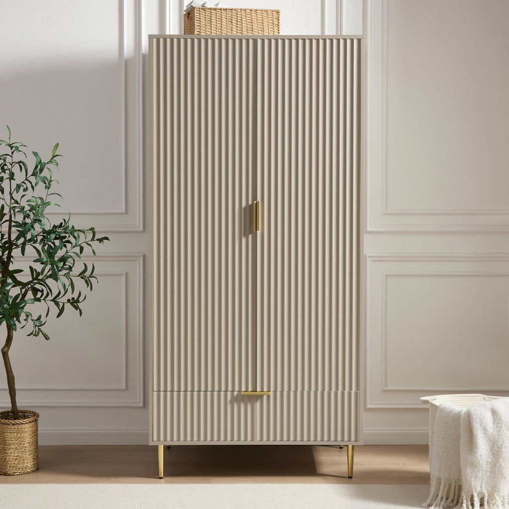 Evie 2 Door Wardrobe with Drawers - Taupe