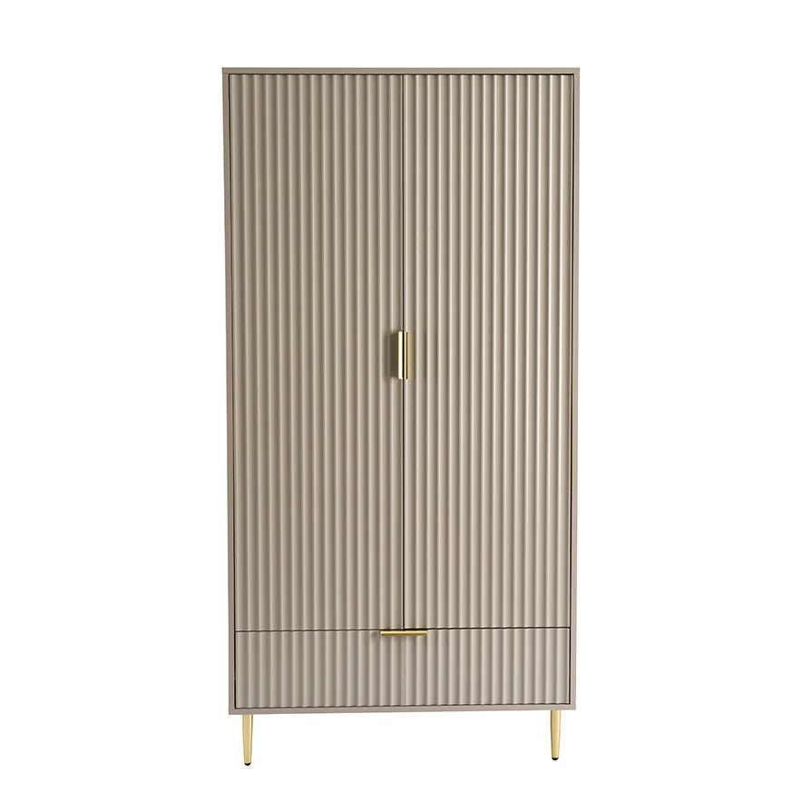 Evie 2 Door Wardrobe with Drawers - Taupe