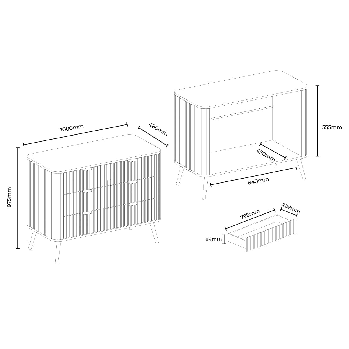 Hattie 3 Drawer Large Chest - Light Grey