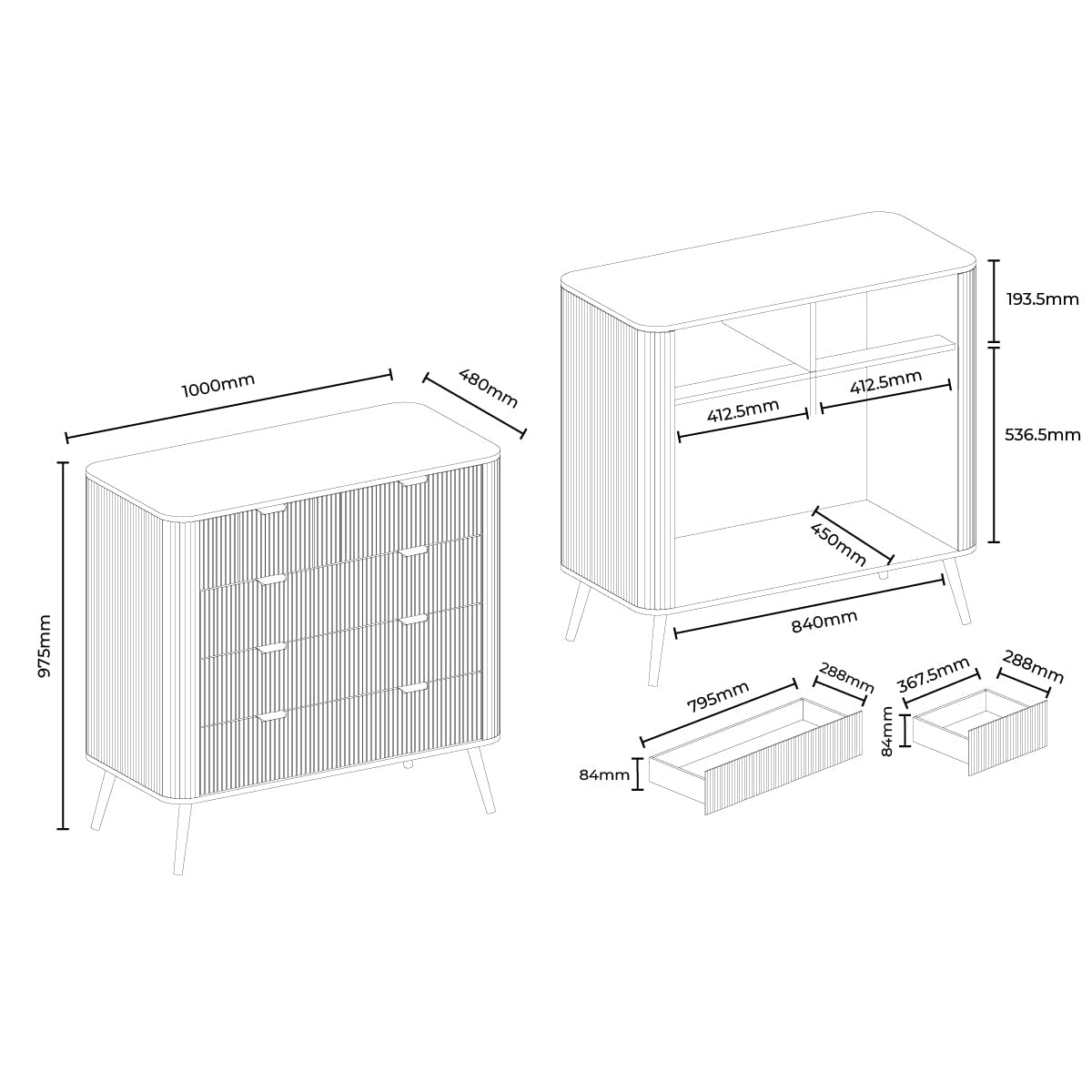 Hattie 5 Drawer Chest - Warm White