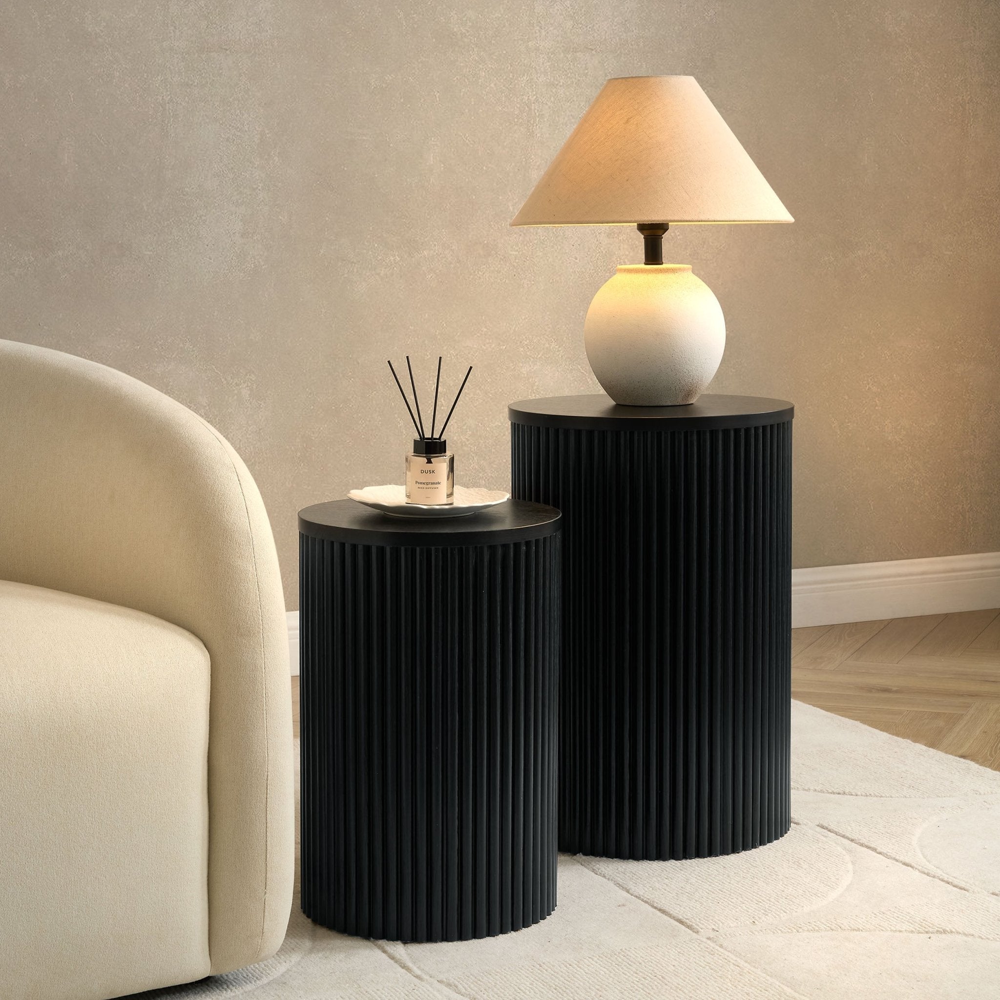 Hattie Round Pedestal Nesting Tables - Black