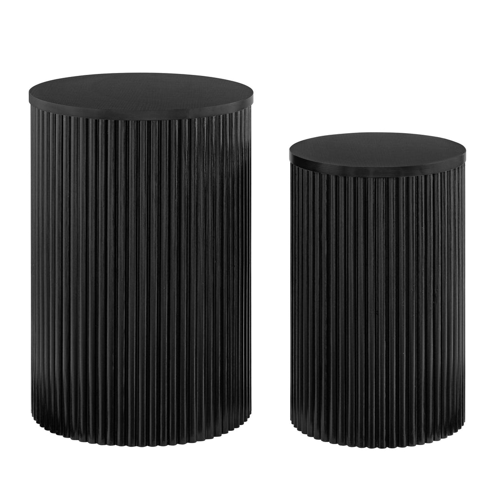 Hattie Round Pedestal Nesting Tables - Black