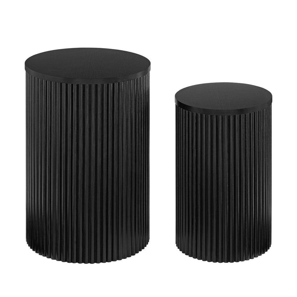 Hattie Round Pedestal Nesting Tables - Black