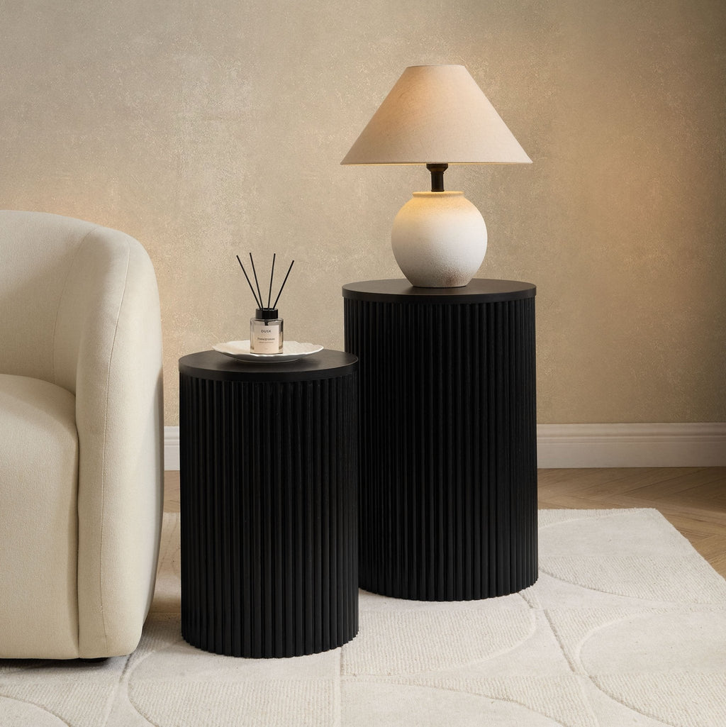 Hattie Round Pedestal Nesting Tables - Black