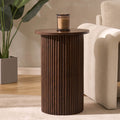 Hattie Round Pedestal Side Table - Walnut