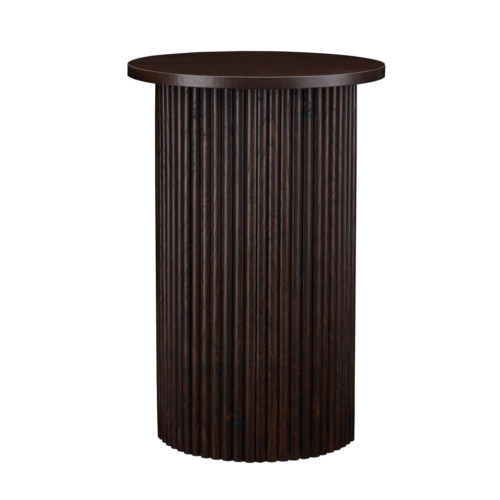Hattie Round Pedestal Side Table - Walnut