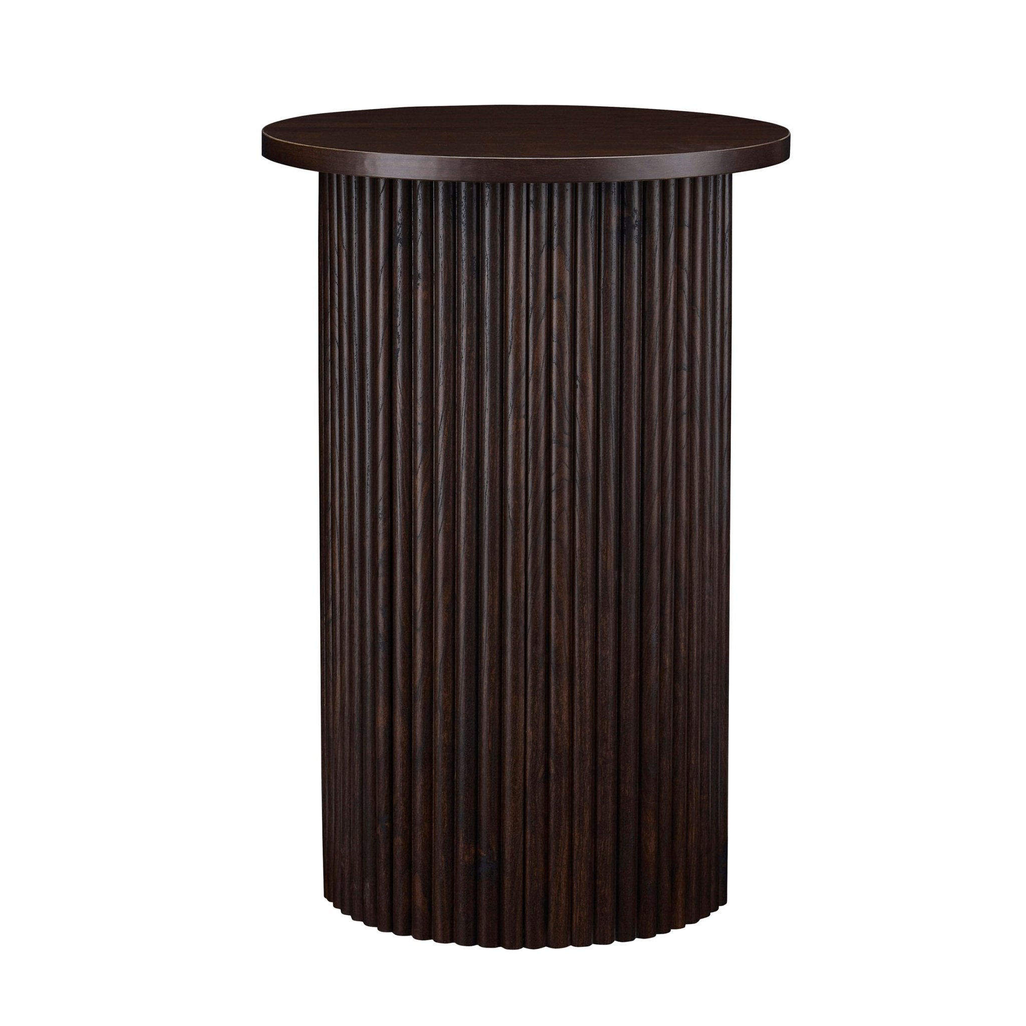 Hattie Round Pedestal Side Table - Walnut