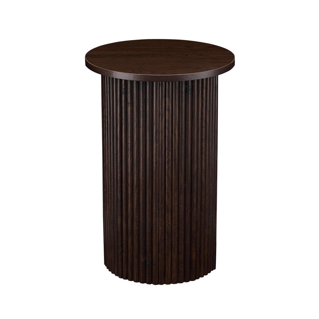 Hattie Round Pedestal Side Table - Walnut
