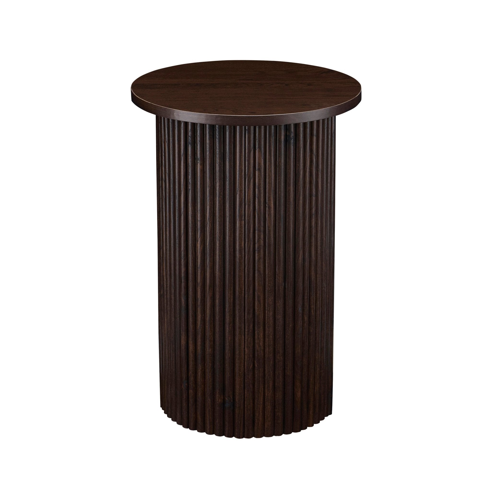 Hattie Round Pedestal Side Table - Walnut