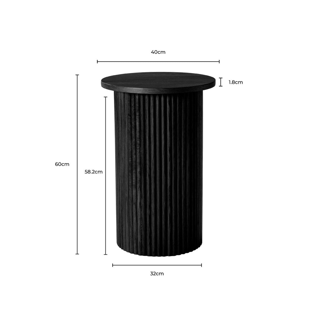Hattie Round Pedestal Side Table - Black