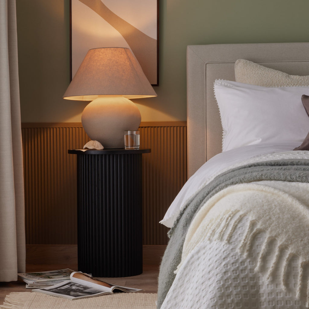 Hattie Round Pedestal Side Table - Black