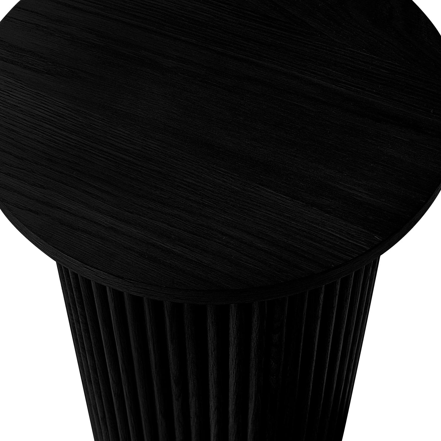 Hattie Round Pedestal Side Table - Black
