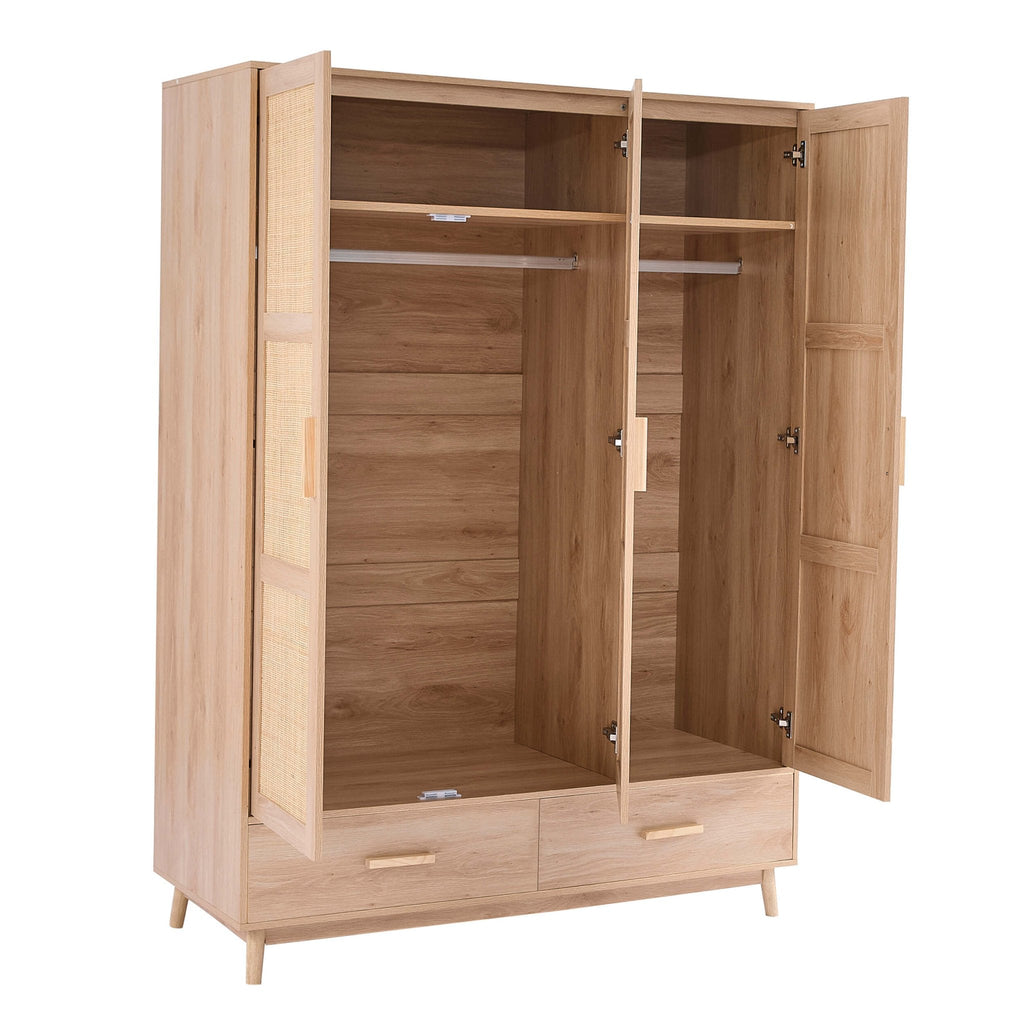 Isla 3 Door Wardrobe with Drawers - Natural
