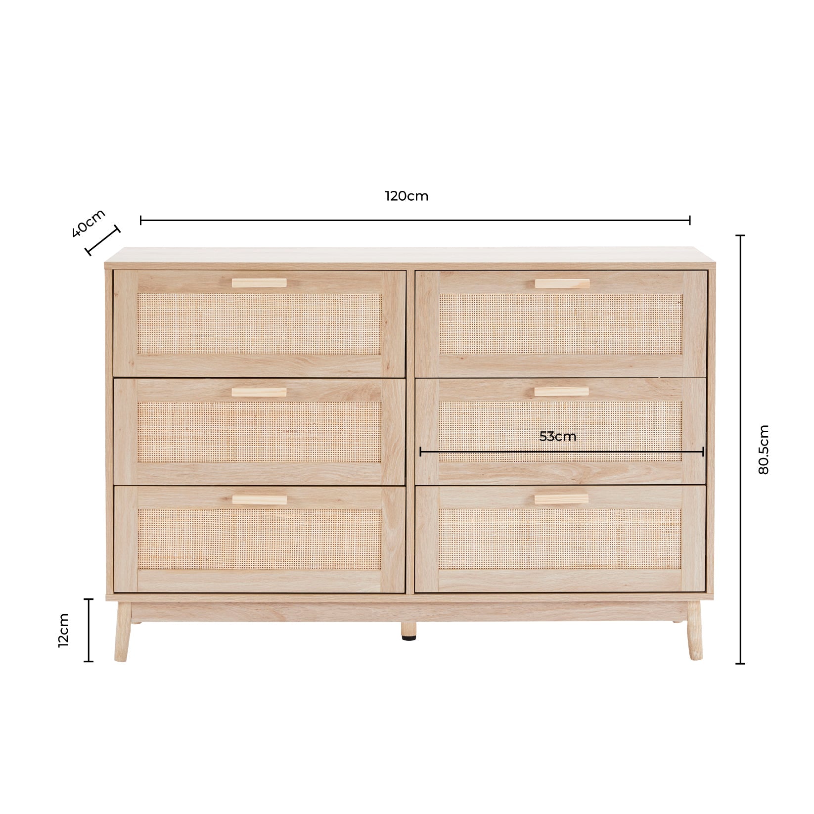 Isla 6 Drawer Chest - Black