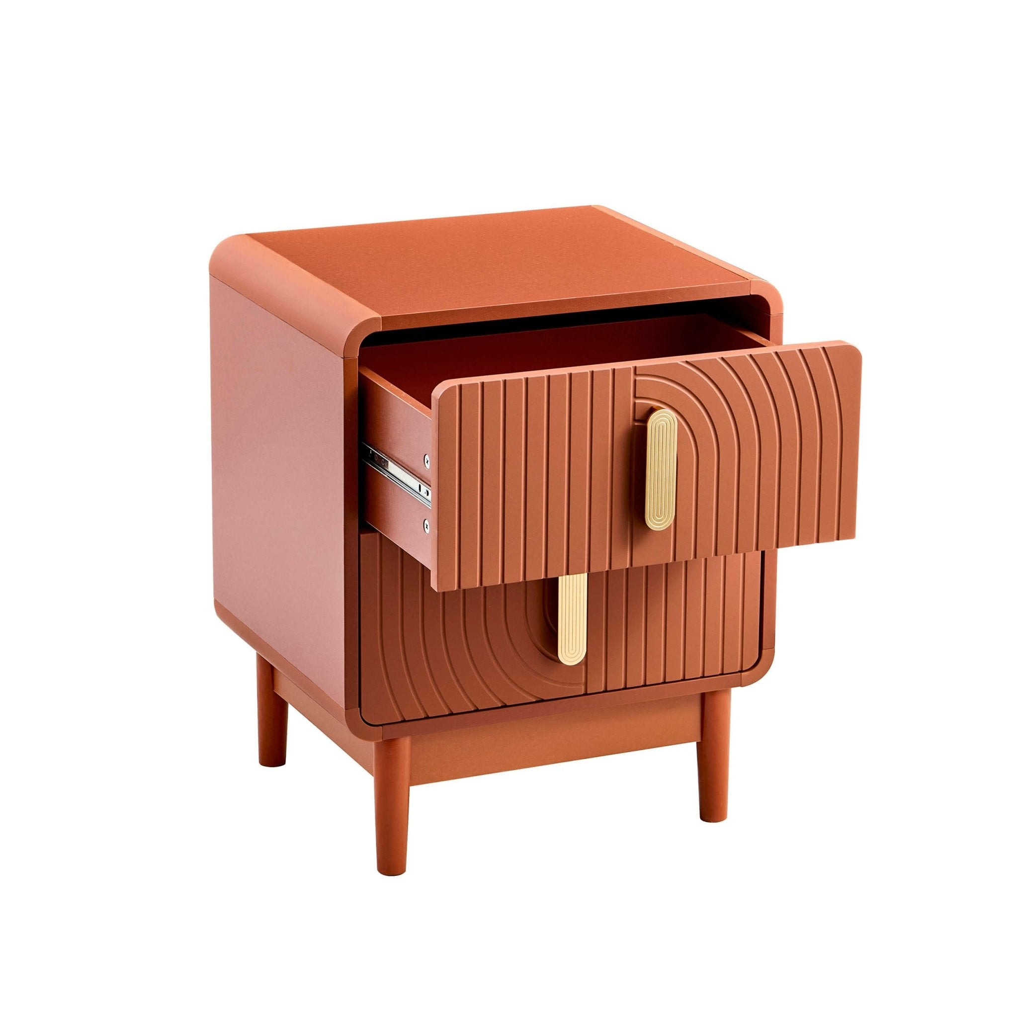Marnie 2 Drawer Bedside Table - Burnt Orange