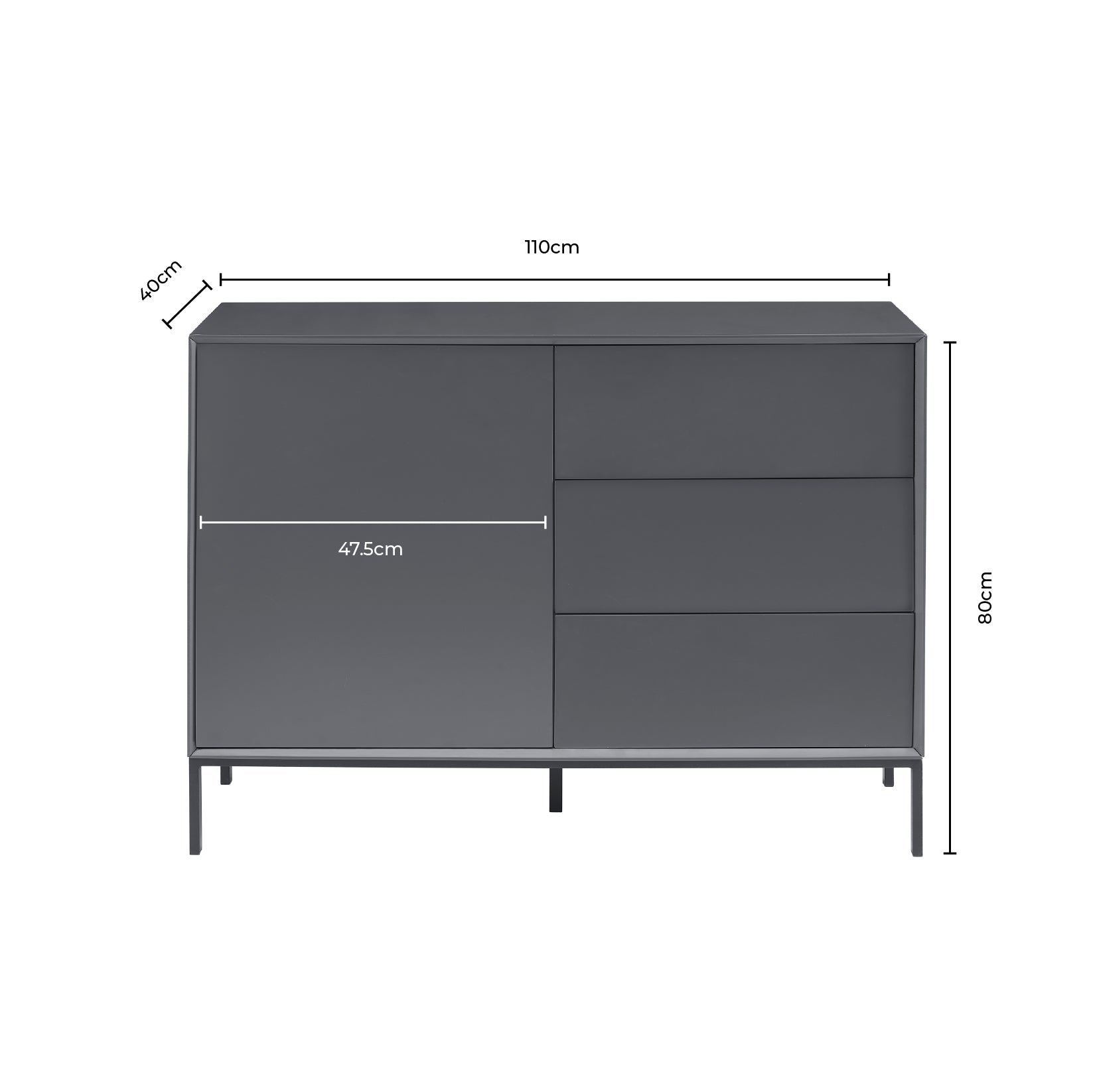 Nova Small Sideboard with Drawers - Taupe